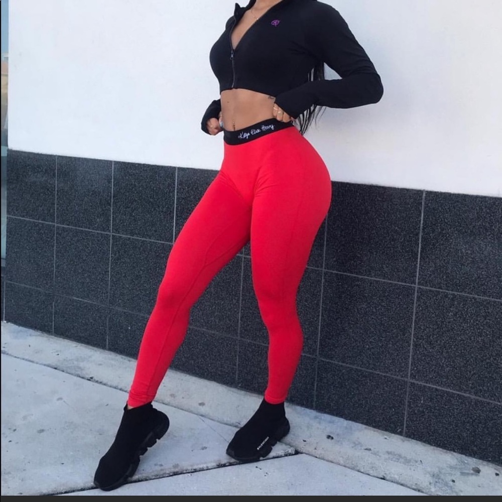 Workouts by Katya Saige Leggings - FIRE RED